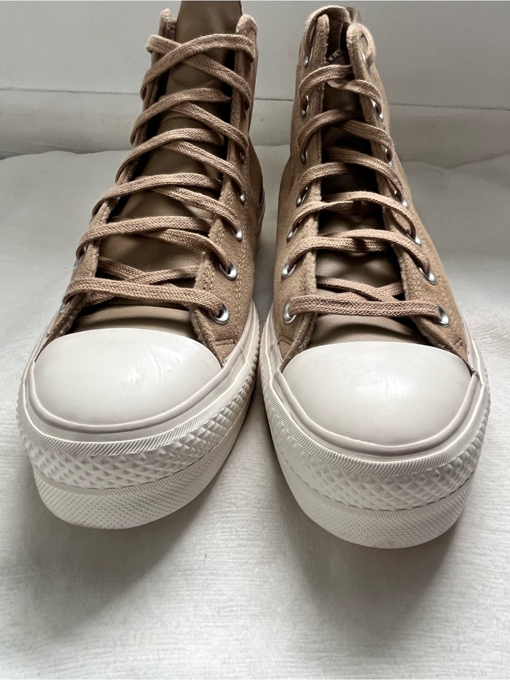 Converse All Star Chuck Taylor Lift Platform high top Suede beige sneakers 10 - Picture 3 of 6